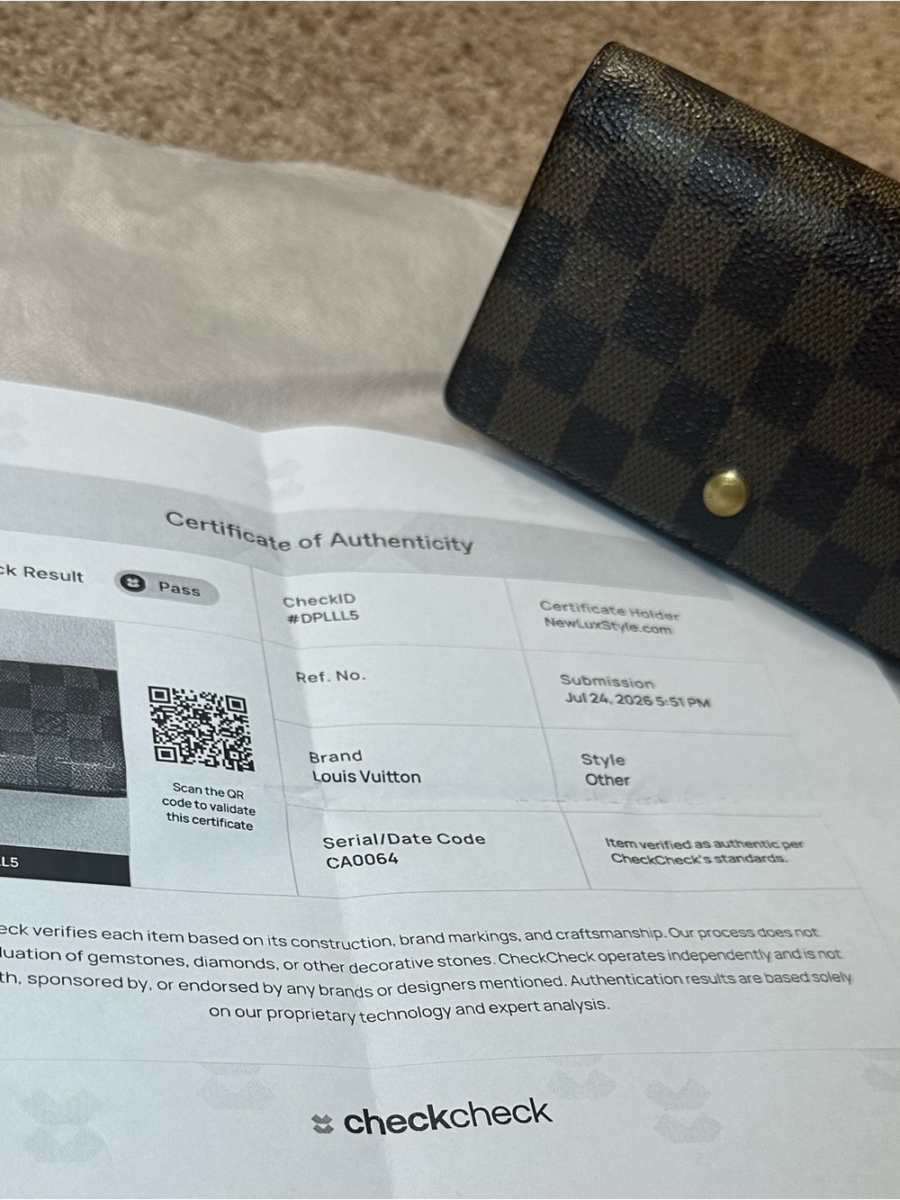 Louis Vuitton Dark Brown Damier Canvas Snap Card Holder